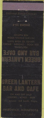 Matchbook Cover - Green Lantern Bar Cafe Hardwick MN