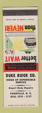 Matchbook Cover - Duke Buick Farmville NC