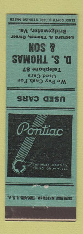 Matchbook Cover - DS Thomas Son Pontiac Bridgewater VA