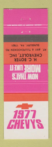 Matchbook Cover - 1977 Chevrolet HC Boyer Sunbury PA