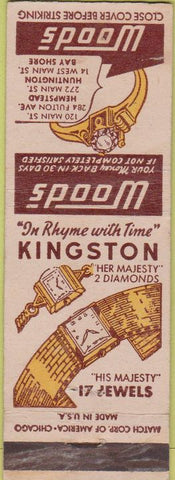 Matchbook Cover - Kingston Diamond watches Hempstead Huntington LI