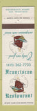 Matchbook Cover - Franciscan Restaurant San Francisco CA