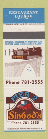 Matchbook Cover - Pier 2 Sinbad's San Francisco CA
