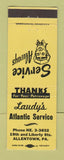 Matchbook Cover - Laudy's Atlantic oil gas Allentown PA