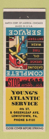 Matchbook Cover - Young's Atlantic oil gas Lewistown PA