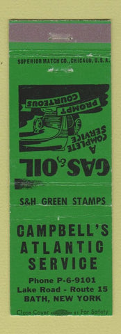 Matchbook Cover - Campbell's Atlantic oil gas Bath NY