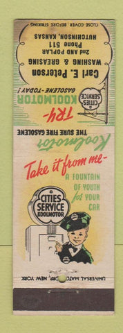 Matchbook Cover - Cities oil gas Carl Peterson Hutchinson KS WEAR