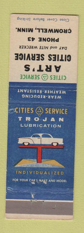 Matchbook Cover - Cities oil gas Art's Cromwell MN low phone #