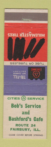 Matchbook Cover - Cities oil gas Bob's Bashford's Cafe Fairbury IL