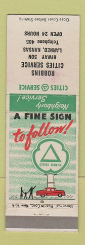 Matchbook Cover - Cities oil gas Robbins Larned KS