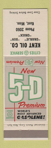 Matchbook Cover - Cities oil gas Kent MN