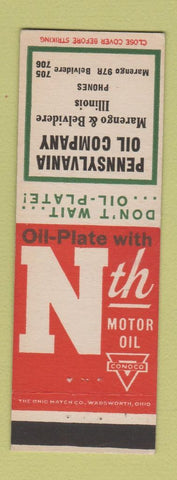 Matchbook Cover - Conoco oil gas Marengo Belvidere IL