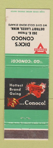 Matchbook Cover - Dick's Conoco oil gas Detroit Lakes MN