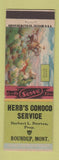 Matchbook Cover - Herb's Conoco oil gas Roundup MT