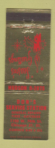 Matchbook Cover - Don's Conoco oil gas Chicago IL Christmas