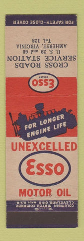 Matchbook Cover - Cross Roads Esso oil gas Amherst VA WEAR