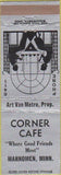 Matchbook Cover - Corner Cafe Mahnomen MN