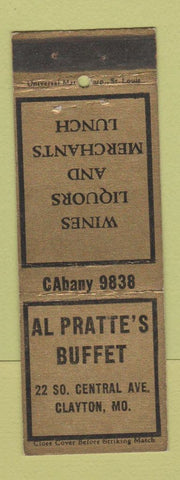 Matchbook Cover - Al Pratte's Buffet Clayton MO