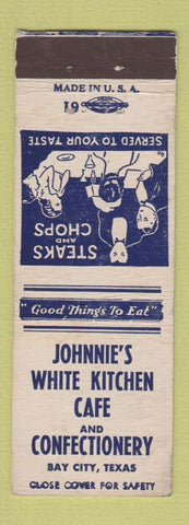 Matchbook Cover - Johnnie's White Kitchen Cafe Bay City TX WEAR