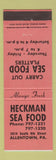 Matchbook Cover - Heckman Seafood Allentown PA