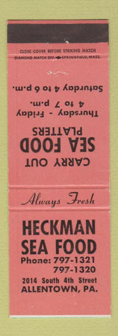 Matchbook Cover - Heckman Seafood Allentown PA
