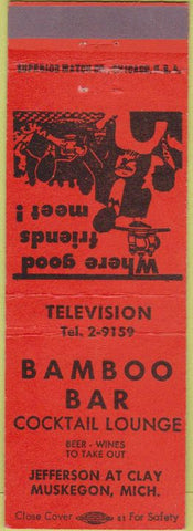 Matchbook Cover - Bamboo Bar Muskegon MI orange