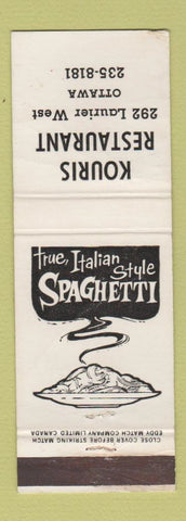Matchbook Cover - Kouris Restaurant Ottawa ON