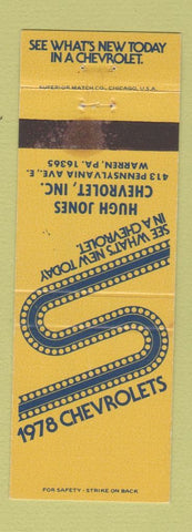 Matchbook Cover - 1978 Chevrolet Hugh Jones Warren PA WEAR