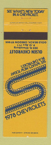 Matchbook Cover - 1978 Chevrolet Olsen Gold Beach OR