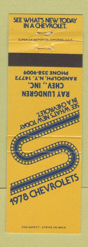 Matchbook Cover - 1978 Chevrolet Ray Lundgren Randolph NY