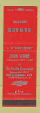 Matchbook Cover - Ed Shults Chevrolet Jamestown NY John Ward