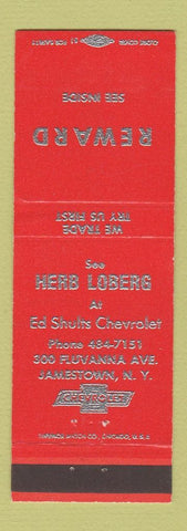 Matchbook Cover - Ed Shults Chevrolet Jamestown NY Herb Loberg