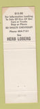 Matchbook Cover - Ed Shults Chevrolet Jamestown NY Herb Loberg