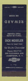 Matchbook Cover - Ed Shults Chevrolet Jamestown NY Dick Moseler