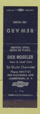 Matchbook Cover - Ed Shults Chevrolet Jamestown NY Dick Moseler
