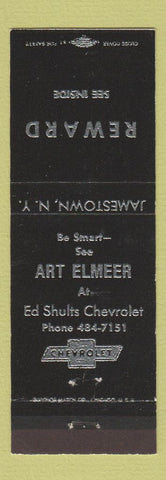 Matchbook Cover - Ed Shults Chevrolet Jamestown NY Art Elmeer