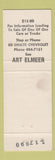 Matchbook Cover - Ed Shults Chevrolet Jamestown NY Art Elmeer