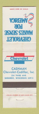 Matchbook Cover - Cashman Chevrolet Cadillac Baraboo WI