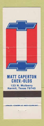 Matchbook Cover - Matt Caperton Chevrolet Oldsmobile Kermit TX