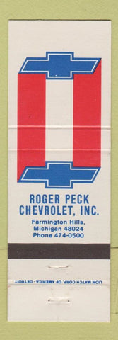 Matchbook Cover - Roger Peck Chevrolet Farmington Hills MI