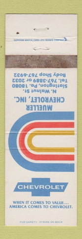 Matchbook Cover - Mueller Chevrolet Slatington PA WEAR