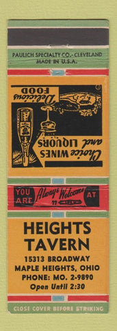 Matchbook Cover - Heights Tavern Maple Heights OH
