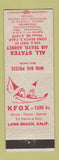 Matchbook Cover - All States Travel Agency Long Beach CA KFOX Radio