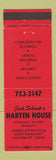 Matchbook Cover - Jack Schmitt's Harten House Waterbury CT RED