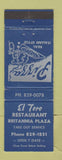 Matchbook Cover - El Toro Restaurant Pizza Britannia Plaza
