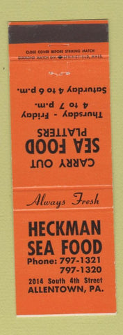 Matchbook Cover - Heckman Seafood Allentown PA