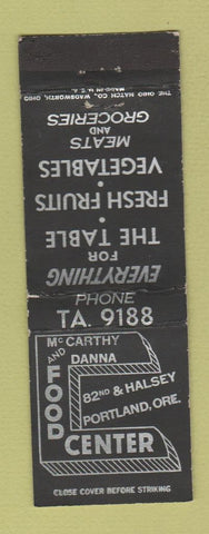 Matchbook Cover - McCarthy and Danna Grocery Portland OR WEAR