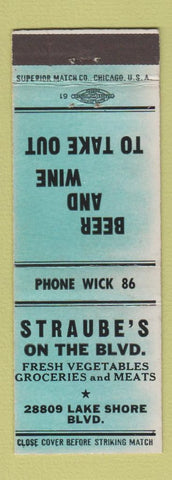 Matchbook Cover - Straube's Grocery WEAR