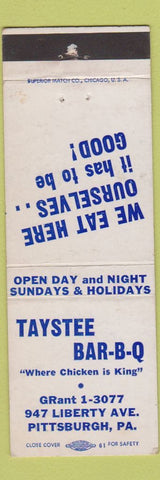 Matchbook Cover - Taystee BBQ Pittsburgh PA