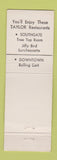 Matchbook Cover - Taylor's Tree Top Room